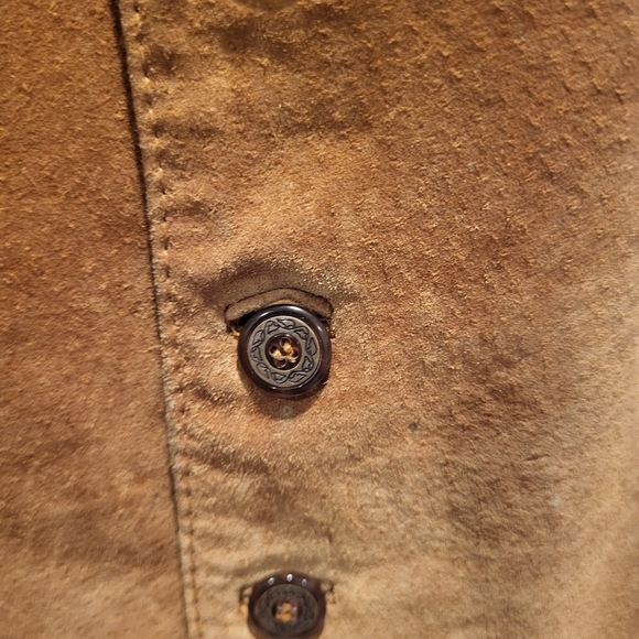 Vintage The Dual Control Suede Leather Button Vest Brown Size Medium - Picture 7 of 7